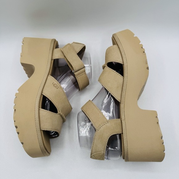 UGG 80Mm New Heights Platform Sandals in Natural | Lyst Ugg New Heights Platform Sandals Women\'s Size 8.5 Beige Suede